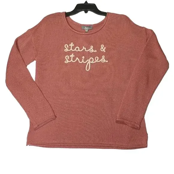 Marled Reunited Clothing Stars & Stripes Sweater Womens Large NWT Rope Lettering - Picture 8 of 9